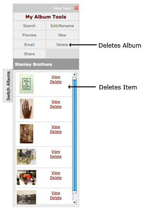 Deleting an item from an album