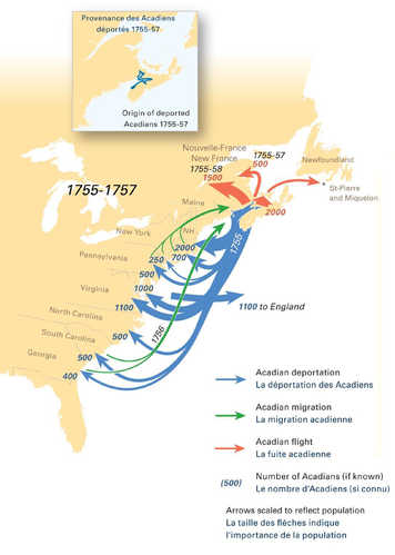 Acadien deportations. Courtesy of the Canadian-American Center, University of Maine